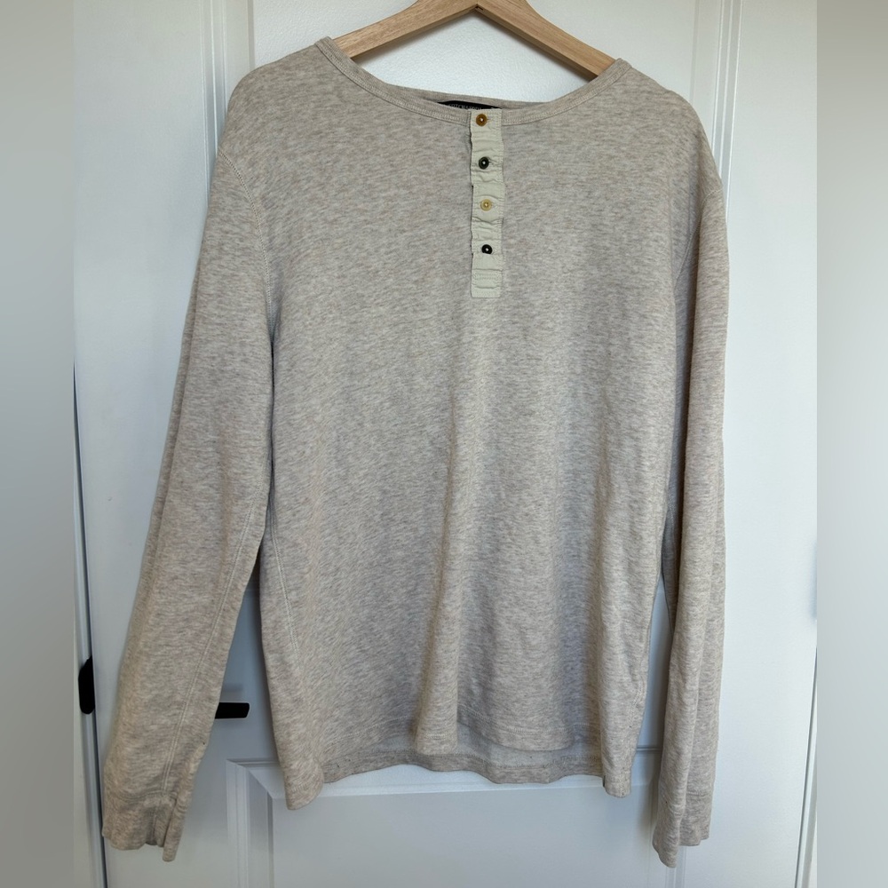 Scotch & Soda Men's Long Sleeve Henley Shirt - Light Beige